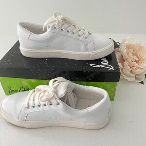 Used Sam Edleman Ethyl Lace Up White Leather Sneakers Size 7M